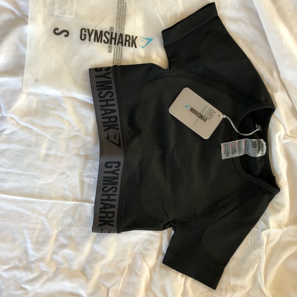 Gymshark Flex Crop Top - Black Marl - Small